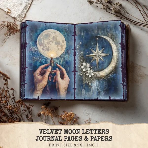 junk journal kit,junk journal pages,digital papers,junk journal paper,journaling supplies,digital junk journal,printable papers,fantasy journal,calestial journal,astronomy printables,mystical printables,watercolor crescent,digital astrology