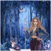 Velvet Moon Letters Clipart Set – Celestial Mystical Illustrations, Floral Moon Graphics, Ethereal Women, Moonlight PNG, Digital download
