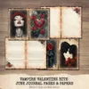 Vampire Valentine Bite Junk Journal Pages & Papers – Victorian, Dark Romance Printable, Gothic Haunted Scrapbook, Florals, Digital Download
