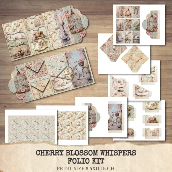 Cherry Blossom Whispers Ephemera & Folio Kit – Sakura, Soft Spring Floral Printables, Romantic Botanical, Pink Floral, Kit, Digital Download