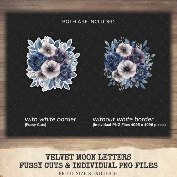 Velvet Moon Letters Floral Arrangements, Anemone Floral PNG, Anemone Bouquet, Magical Flowers, Ornaments, Flower Art, Digital download