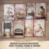 Cherry Blossom Whispers Junk Journal Pages & Papers – Sakura, Soft Spring Floral Printable, Romantic Botanical Scrapbook, Digital Download