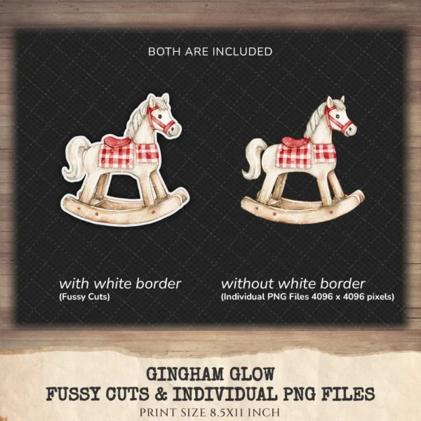 Gingham Glow Clipart Set – Plaid Holiday Illustrations, Festive Floral Graphics, Cozy Winter Christmas, Santa PNG, Digital download