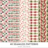 Gingham Glow Seamless Patterns, Plaid Stripes JPEG, Bows Infinite Pattern, Classic, Floral Repeating Pattern, Digital Scrapbook Paper