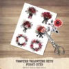 Vampire Valentine Bite Floral Arrangements, Rose Floral PNG, Rose Bouquet, Gothic Flower Art, Valentine Decor, Ornaments, Digital download