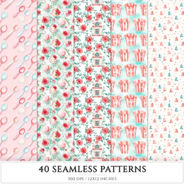 American Neon Diner Seamless Patterns, 50's Diner JPEG, Jukebox Infinite Pattern, Nostalgic Dining Repeating Pattern, Digital Scrapbook Paper