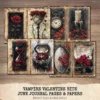Vampire Valentine Bite Junk Journal Pages & Papers – Victorian, Dark Romance Printable, Gothic Haunted Scrapbook, Florals, Digital Download