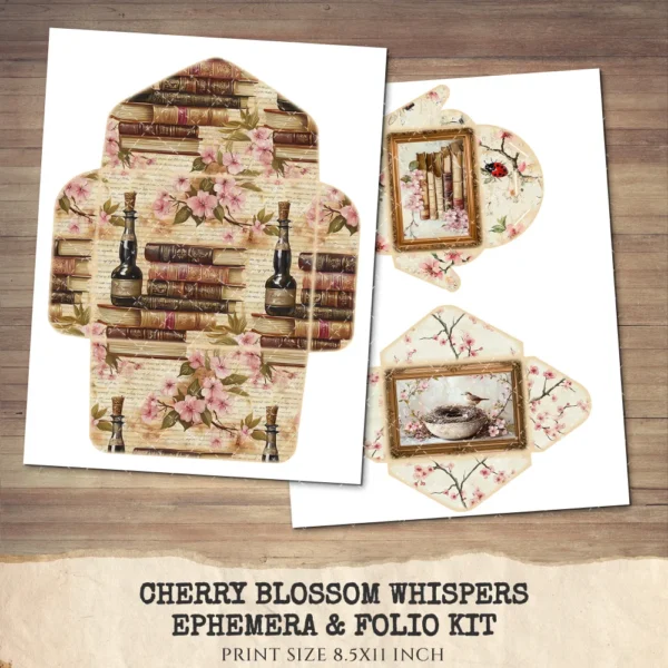 Cherry Blossom Whispers Ephemera & Folio Kit – Sakura, Soft Spring Floral Printables, Romantic Botanical, Pink Floral, Kit, Digital Download