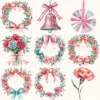 American Neon Diner Floral Arrangements, Carnation Floral PNG, Carnation Bouquet, Flowers, Decor, Ornaments, Flower Art, Digital download