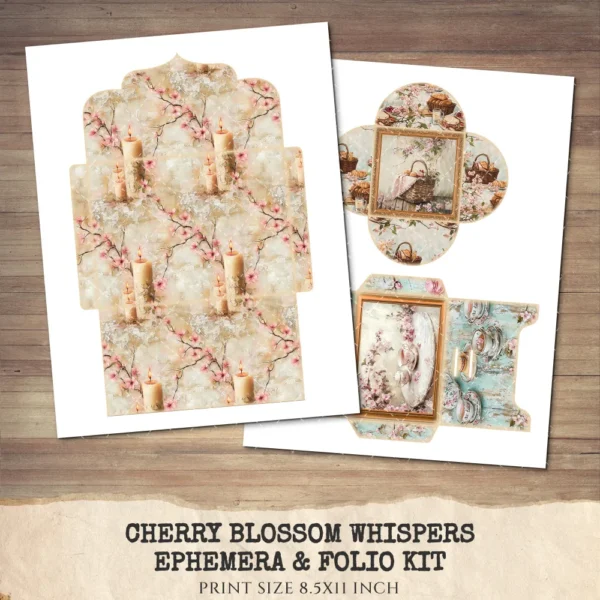 Cherry Blossom Whispers Ephemera & Folio Kit – Sakura, Soft Spring Floral Printables, Romantic Botanical, Pink Floral, Kit, Digital Download