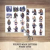 Velvet Moon Letters Clipart Set – Celestial Mystical Illustrations, Floral Moon Graphics, Ethereal Women, Moonlight PNG, Digital download