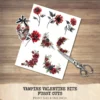 Vampire Valentine Bite Floral Arrangements, Rose Floral PNG, Rose Bouquet, Gothic Flower Art, Valentine Decor, Ornaments, Digital download