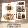 Cottage Ember Tales Ephemera & Folio Kit – Book Lover, Cozy Winter Printables, Snowfall, Vintage Art, Floral Tags, Kits, Digital Download