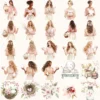 Cherry Blossom Whispers Clipart Set – Japanese Sakura Illustrations, Springtime Graphics, Pink Floral, Floral Women, Digital download