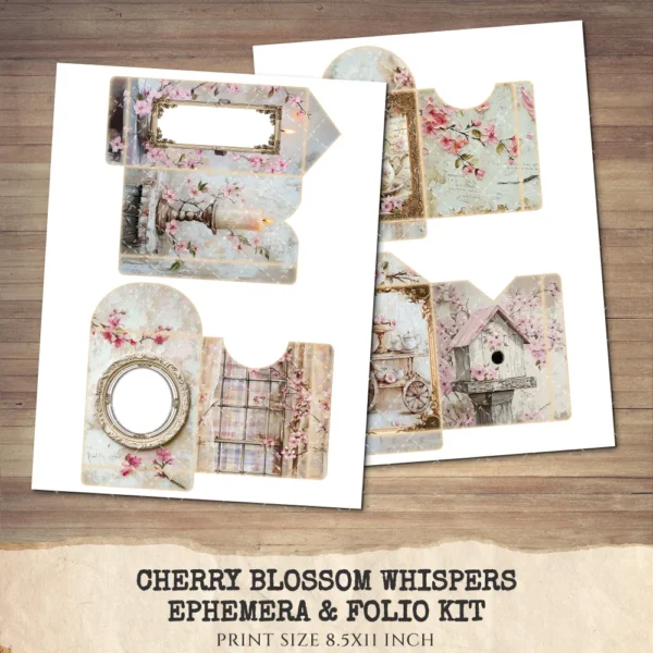 Cherry Blossom Whispers Ephemera & Folio Kit – Sakura, Soft Spring Floral Printables, Romantic Botanical, Pink Floral, Kit, Digital Download