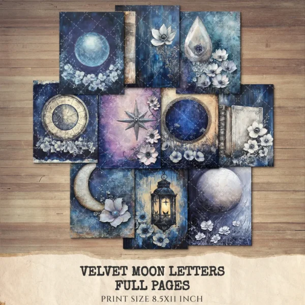 junk journal kit,junk journal pages,digital papers,junk journal paper,journaling supplies,digital junk journal,printable papers,fantasy journal,calestial journal,astronomy printables,mystical printables,watercolor crescent,digital astrology