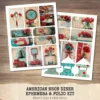 American Neon Diner Ephemera & Folio Kit – 1950s, Fast Food, Retro Restaurant Printables, Waitress Scrapbook, Tags, kits, Digital Download