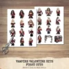 Vampire Valentine Bite Clipart Set – Dark Romance Illustrations, Gothic Haunted Graphics, Victorian, Florals, Academia PNG, Digital download