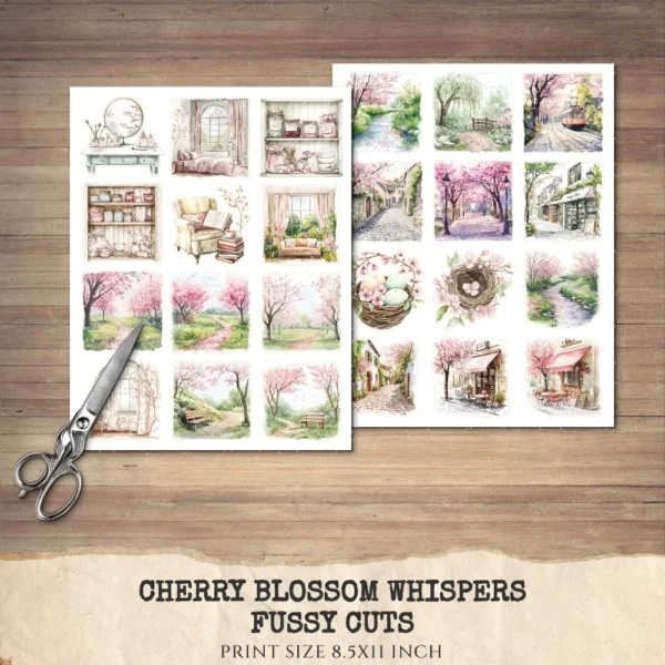 Cherry Blossom Whispers Clipart Set – Japanese Sakura Illustrations, Springtime Graphics, Pink Floral, Floral Women, Digital download
