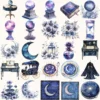 Velvet Moon Letters Clipart Set – Celestial Mystical Illustrations, Floral Moon Graphics, Ethereal Women, Moonlight PNG, Digital download