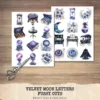 Velvet Moon Letters Clipart Set – Celestial Mystical Illustrations, Floral Moon Graphics, Ethereal Women, Moonlight PNG, Digital download