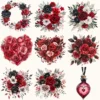 Vampire Valentine Bite Floral Arrangements, Rose Floral PNG, Rose Bouquet, Gothic Flower Art, Valentine Decor, Ornaments, Digital download