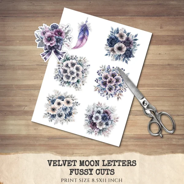 Velvet Moon Letters Floral Arrangements, Anemone Floral PNG, Anemone Bouquet, Magical Flowers, Ornaments, Flower Art, Digital download