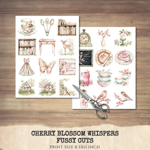 Cherry Blossom Whispers Clipart Set – Japanese Sakura Illustrations, Springtime Graphics, Pink Floral, Floral Women, Digital download
