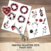 Vampire Valentine Bite Floral Arrangements, Rose Floral PNG, Rose Bouquet, Gothic Flower Art, Valentine Decor, Ornaments, Digital download