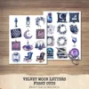 Velvet Moon Letters Clipart Set – Celestial Mystical Illustrations, Floral Moon Graphics, Ethereal Women, Moonlight PNG, Digital download