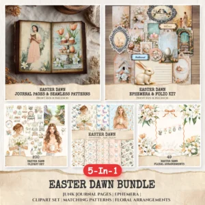 Easter Dawn Mega Bundle – Faith Based Easter Printables, Ephemera, Christian Spring, Journal, PNG Clipart, Seamless Pattern,Digital Download