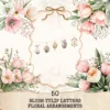 Blush Tulip Letters Floral Arrangements, Tulip Floral PNG, Pink Tulip Bouquet, Spring Flower Art, Floral Decor, Ornaments, Digital download