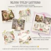 Blush Tulip Letters Mega Bundle – Soft Pink Printables, Ephemera, Springtime, Tulip, Journal, PNG Clipart, Seamless Pattern, Digital Download