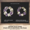 Ancient Wolf Queen Floral Arrangements, Purple Iris Floral PNG, White Rose Bouquet, Flower Art, Ancient Decor, Ornaments, Digital download