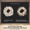 Blush Tulip Letters Floral Arrangements, Tulip Floral PNG, Pink Tulip Bouquet, Spring Flower Art, Floral Decor, Ornaments, Digital download