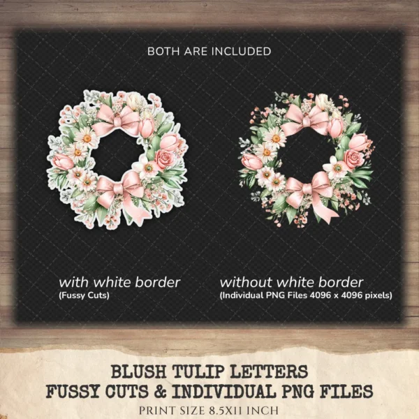 Blush Tulip Letters Floral Arrangements, Tulip Floral PNG, Pink Tulip Bouquet, Spring Flower Art, Floral Decor, Ornaments, Digital download