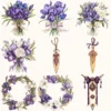 Ancient Wolf Queen Floral Arrangements, Purple Iris Floral PNG, White Rose Bouquet, Flower Art, Ancient Decor, Ornaments, Digital download