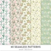Secret Floral Garden Seamless Patterns, Pink Floral JPEG, Garden Rose, Springtime Pattern, Peony Repeating Pattern, Digital Scrapbook Paper