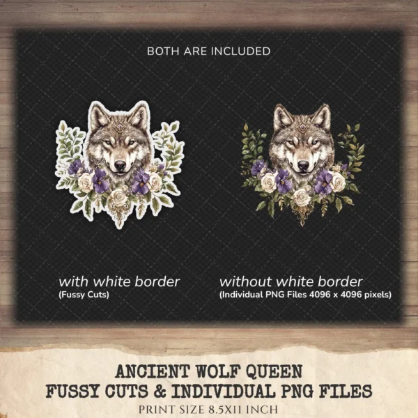 Ancient Wolf Queen Clipart Set – Regal woman Illustrations, lost kingdom Graphics, Royal Purple, Throne, Crown, Dynasties, Digital download