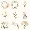 Easter Dawn Floral Arrangements, Peach Floral PNG, White Lily Bouquet, Peach Tulip Flower Art, Floral Decor, Ornaments, Digital download