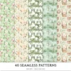 Secret Floral Garden Seamless Patterns, Pink Floral JPEG, Garden Rose, Springtime Pattern, Peony Repeating Pattern, Digital Scrapbook Paper