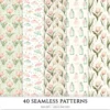 Blush Tulip Letters Seamless Patterns, Tulip Floral JPEG, Springtime, Floral bird Pattern, Cottage Repeating Pattern,Digital Scrapbook Paper