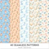 Easter Dawn Seamless Patterns, Peach Floral JPEG, Pastel Easter, Springtime Pattern, White Lily Repeating Pattern, Digital Scrapbook Paper