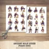 Ancient Wolf Queen Clipart Set – Regal woman Illustrations, lost kingdom Graphics, Royal Purple, Throne, Crown, Dynasties, Digital download