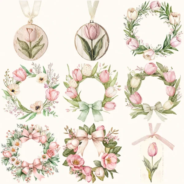 Blush Tulip Letters Floral Arrangements, Tulip Floral PNG, Pink Tulip Bouquet, Spring Flower Art, Floral Decor, Ornaments, Digital download