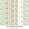 Secret Floral Garden Seamless Patterns, Pink Floral JPEG, Garden Rose, Springtime Pattern, Peony Repeating Pattern, Digital Scrapbook Paper