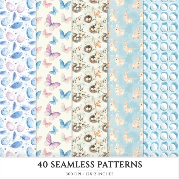 Easter Dawn Seamless Patterns, Peach Floral JPEG, Pastel Easter, Springtime Pattern, White Lily Repeating Pattern, Digital Scrapbook Paper