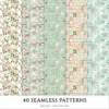Secret Floral Garden Seamless Patterns, Pink Floral JPEG, Garden Rose, Springtime Pattern, Peony Repeating Pattern, Digital Scrapbook Paper
