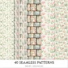 Blush Tulip Letters Seamless Patterns, Tulip Floral JPEG, Springtime, Floral bird Pattern, Cottage Repeating Pattern,Digital Scrapbook Paper