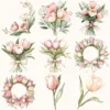 Blush Tulip Letters Floral Arrangements, Tulip Floral PNG, Pink Tulip Bouquet, Spring Flower Art, Floral Decor, Ornaments, Digital download